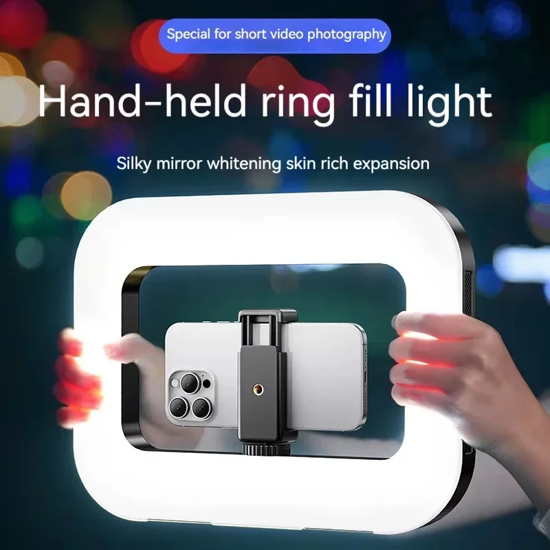 Photography Lighting Rig - แท่นขุดเจาะวิดีโอสมาร์ทโฟนพร้อมไฟวงแหวนโคลงมือถือเซลล์แสงสําหรับการสร้างภาพยนตร์การบันทึกวิดีโอ YouTube Tiktok แบบสด