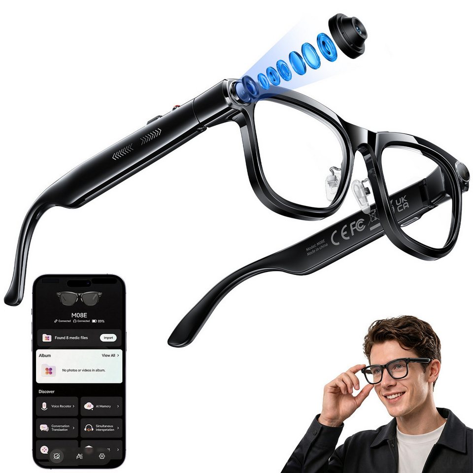 Photography Lighting Professional - แว่นตาอัจฉริยะ AI พร้อม ChatGPT แปลภาษาแบบเรียลไทม์ กล้อง