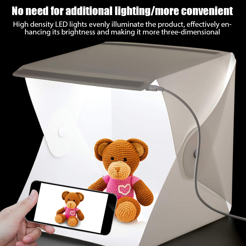 Photography Lighting And Backdrop - กล่องไฟถ่ายภาพขนาดเล็ก 23*22*24 ซม. ชุดกล่องไฟสตูดิโอถ่ายภาพ พร้อมผ้าฉากหลัง 6