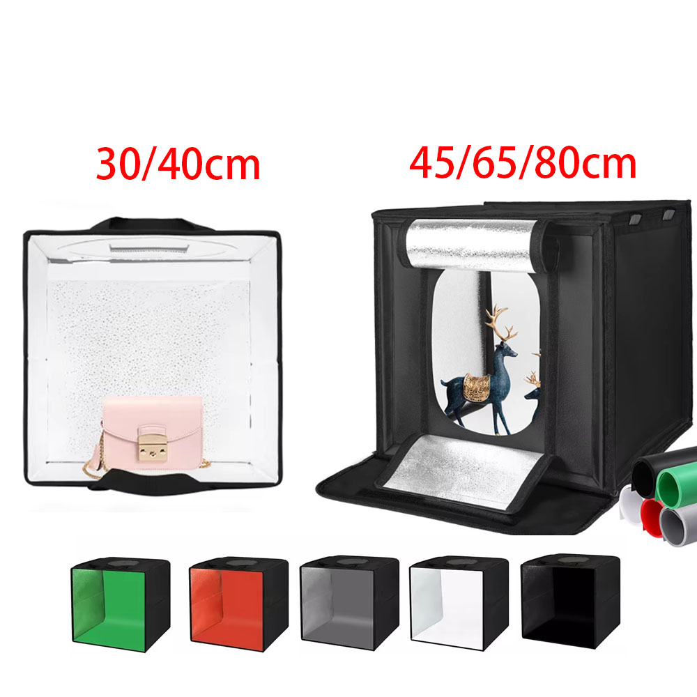 Photography Lighting And Backdrop - 30/40/45 65 80 ซม.การถ่ายภาพเต็นท์แสงสตูดิโอSoftBoxแบบพกพาตารางยิงเต็นท์ชุด 5 พื้นหลังฉากหลัง