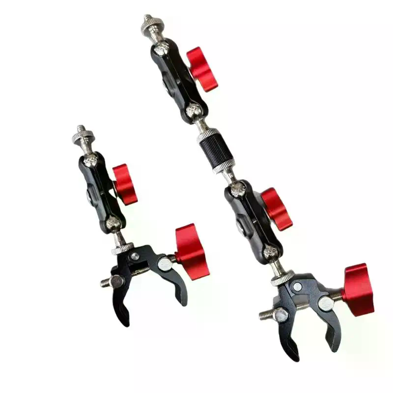 Photography Lighting Rig - แคลมป์กล้องแบบ Super Clamp พร้อมหัวบอลคู่ - แขนอเนกประสงค์ทำจากอลูมิเนียมอัลลอยด์สำหรับยึดจอภาพ/ไฟ/ไมโครโฟน,