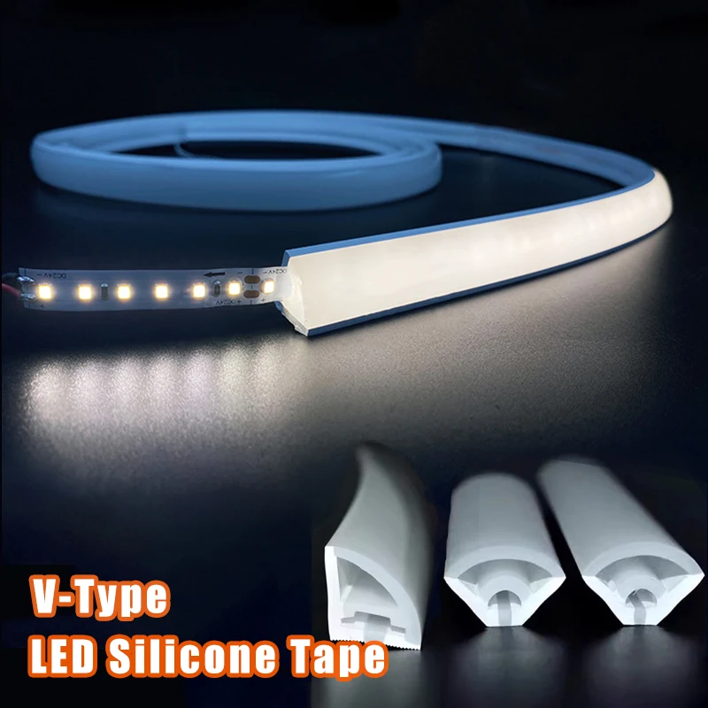Diffusion Material Roll - 12V LED ซิลิโคนเชือกกันน้ํา V-Type ยืดหยุ่นซิลิกาเจลหลอด LED