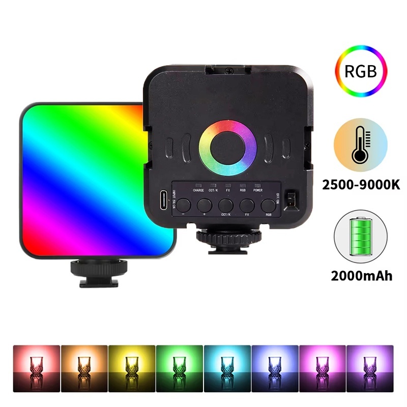 Photography Lighting Mount - ไฟวิดีโอ RGB ขนาดเล็กแบบพกพา 6500K LED พร้อมระบบหรี่แสงได้