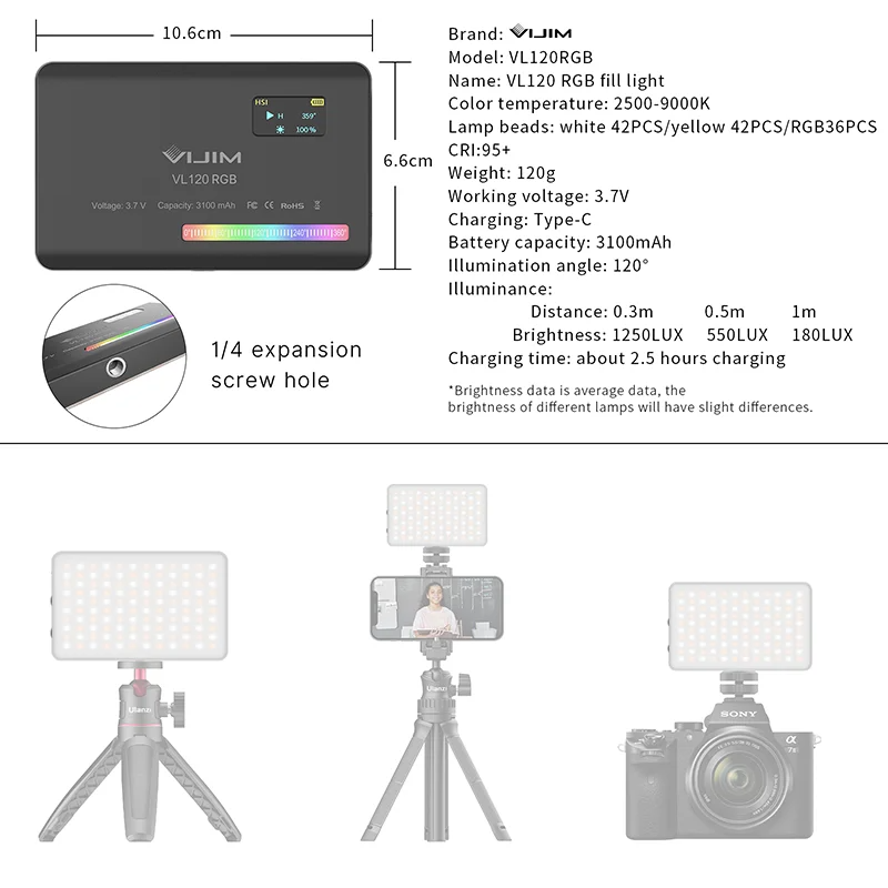 ไฟเติมพกพา RGB รุ่น New120 ปี  - Lighting In Photography บทวิจารณ์และราคา