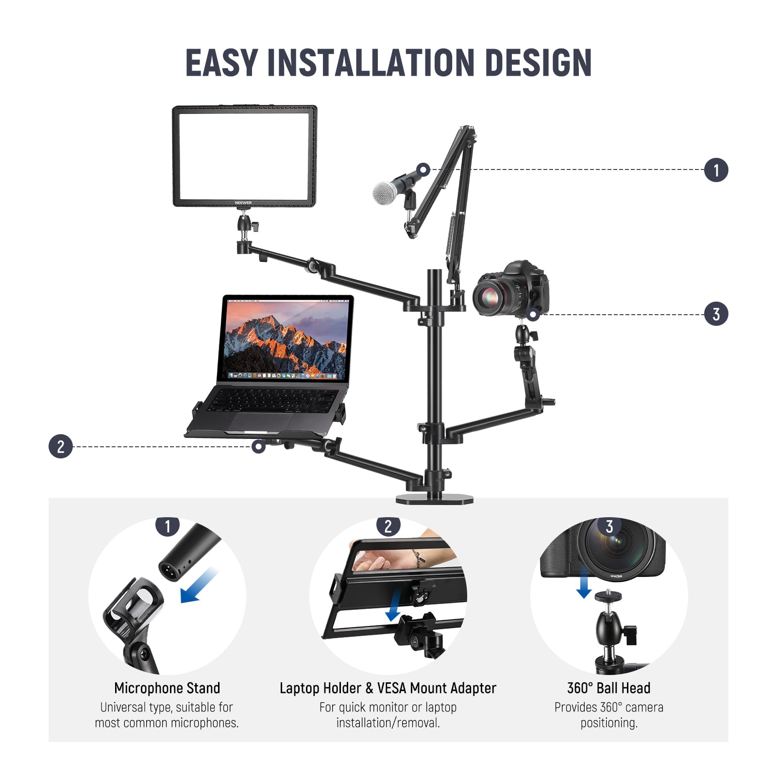ขาตั้งกล้องแบบติดตั้งบนโต๊ะ NE - Photography Lighting Rig บทวิจารณ์และราคา